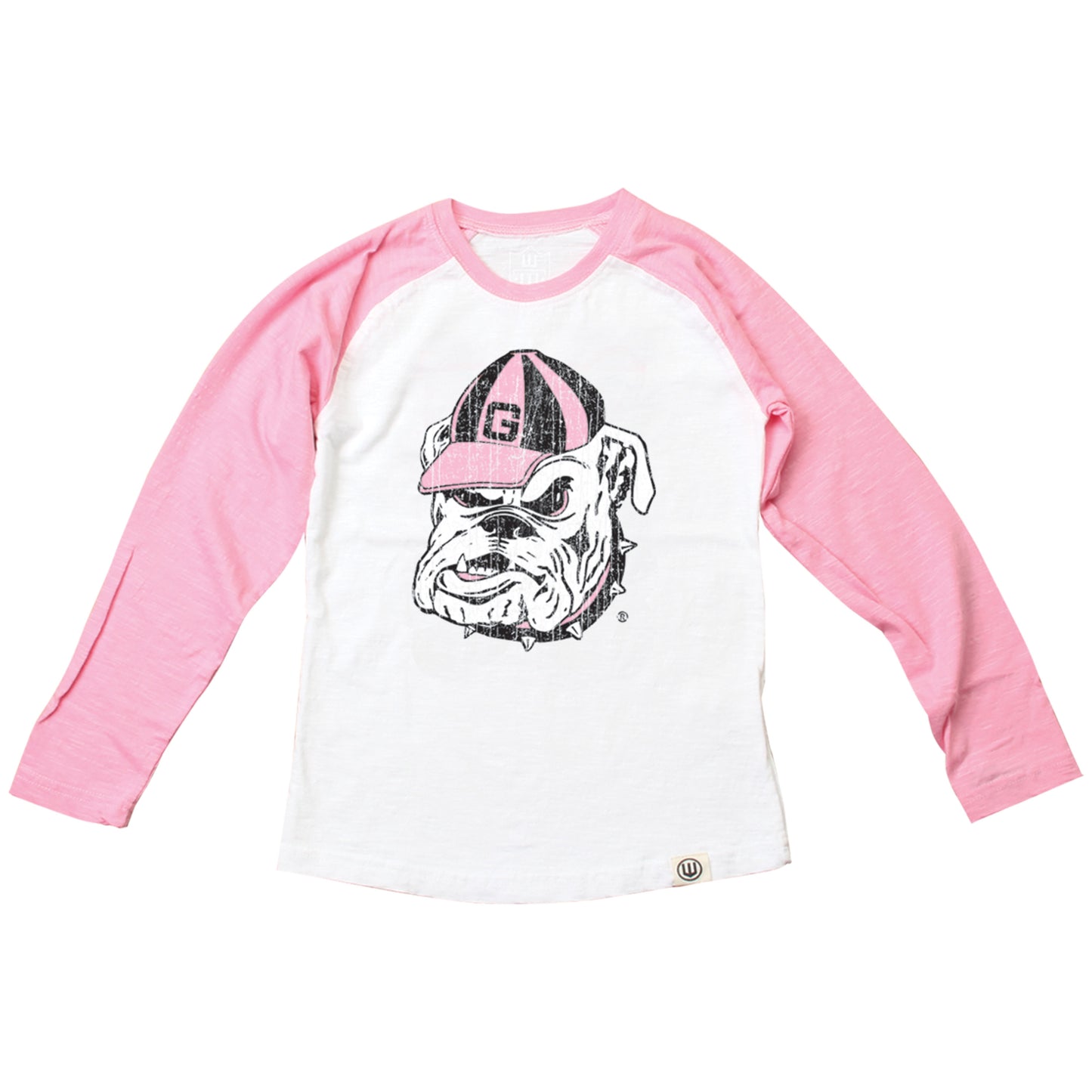 Georgia Bulldogs Youth Girls Pink Raglan