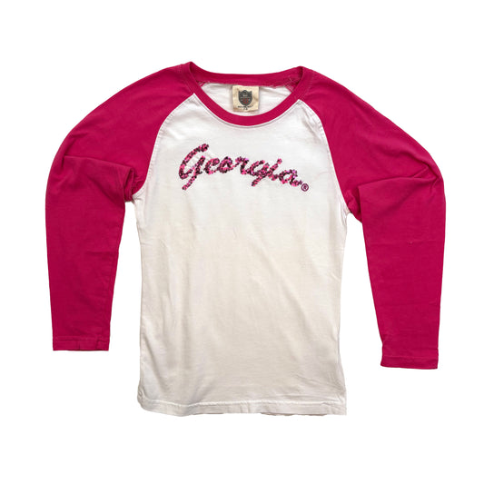 Georgia Bulldogs Youth Solid Sequin Raglan