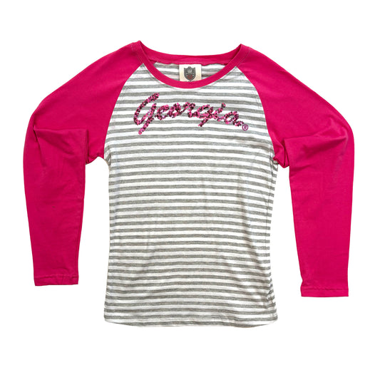 Georgia Bulldogs Youth Sequin Raglan