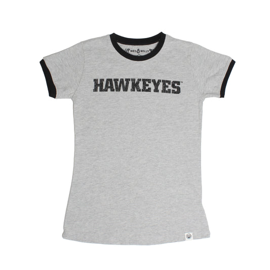 Iowa Hawkeyes Youth Girls Logo Ringer