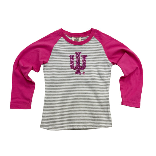 Indiana Hoosiers Youth Sequin Raglan