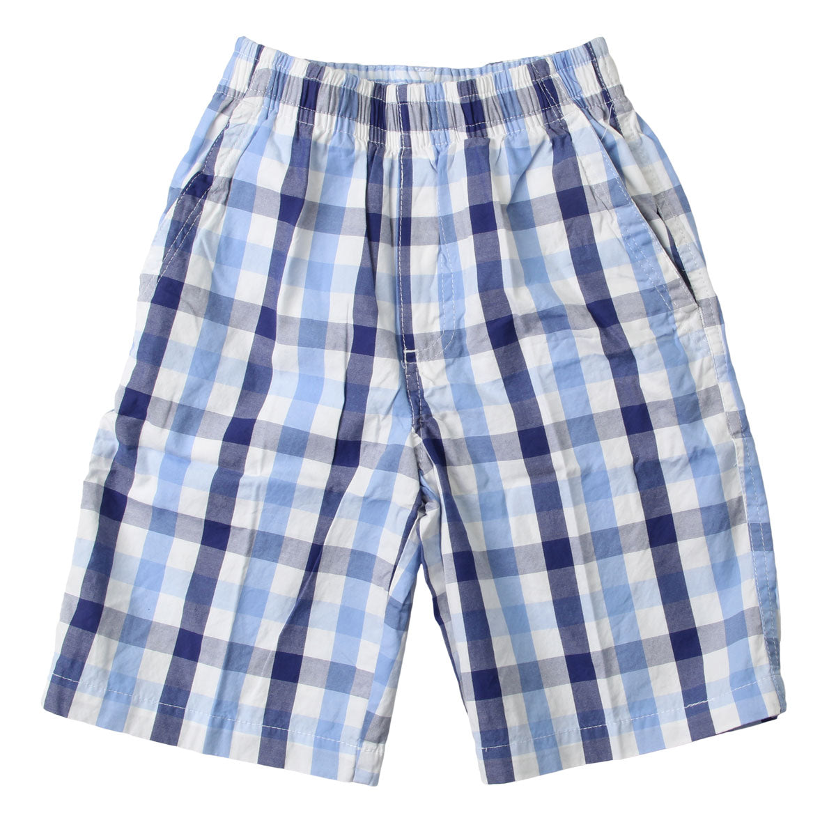 Jack Thomas Elastic Waist Plaid Short - Sky