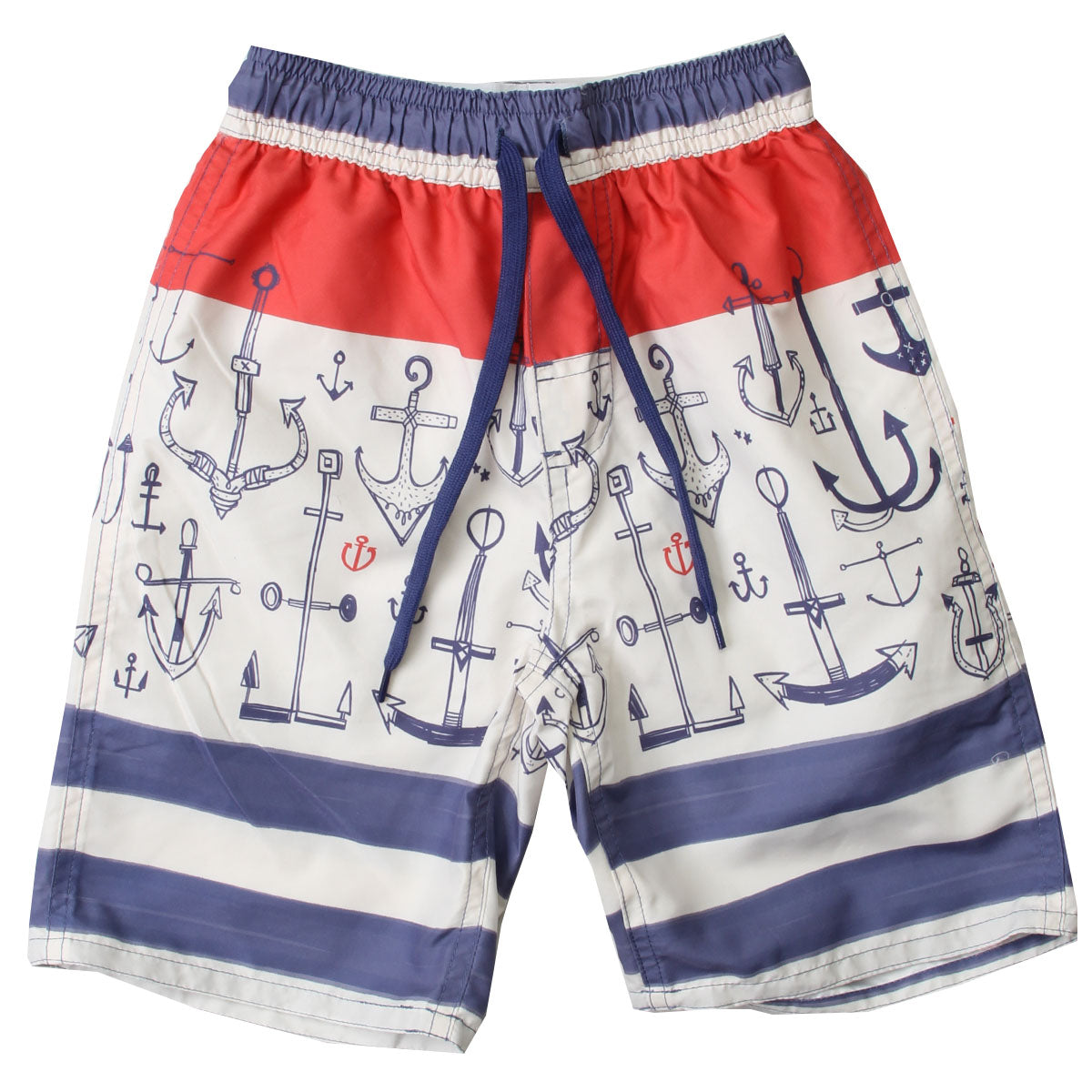 Jack Thomas Youth Boys Anchor Stripe Swim Trunks