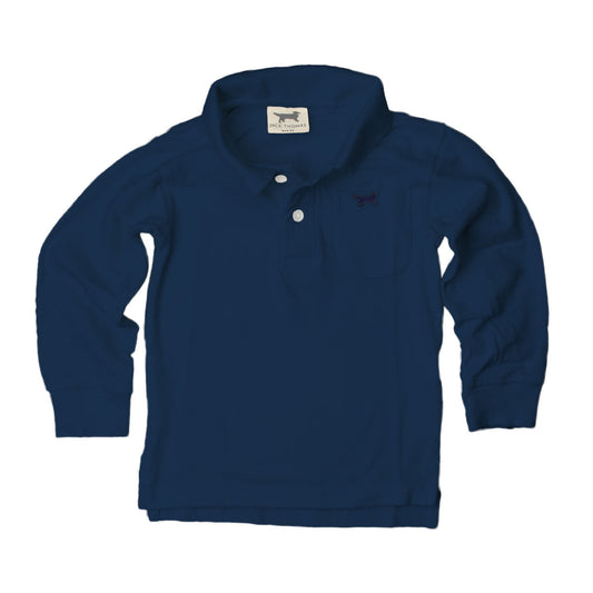 Jack Thomas Youth Boys Long Sleeve Polo-Navy