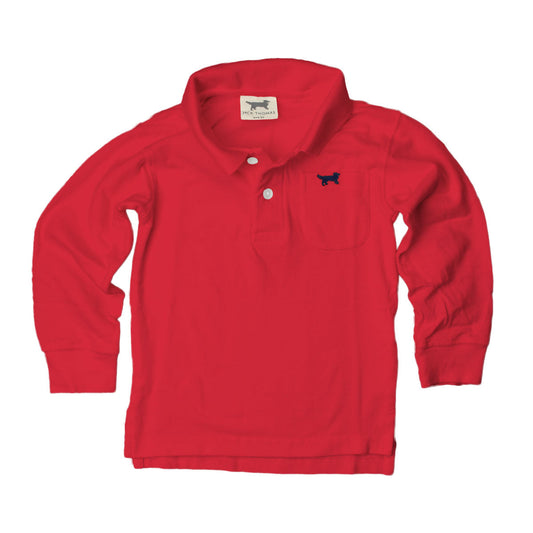 Jack Thomas Youth Boys Long Sleeve Polo-Red