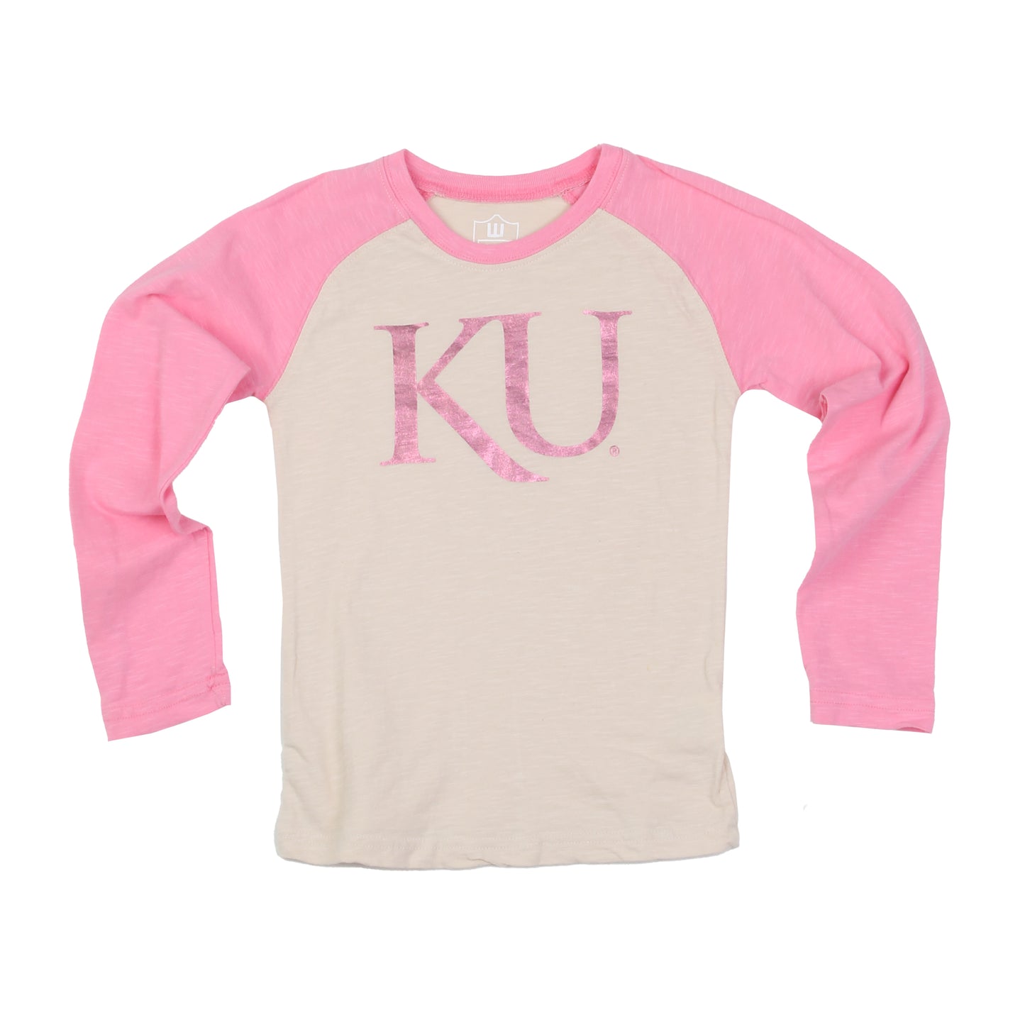 Kansas Jayhawks Youth Girls Foil Slub Raglan