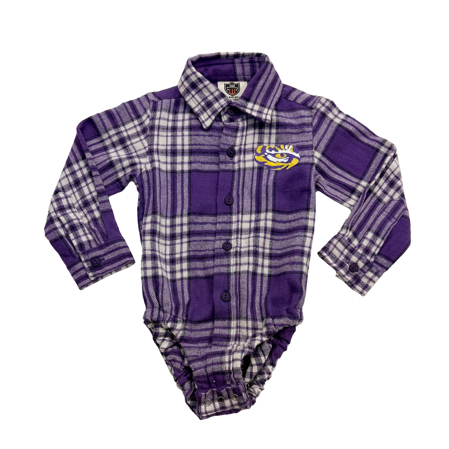 LSU Tigers Brushed Infant Plaid Onesie