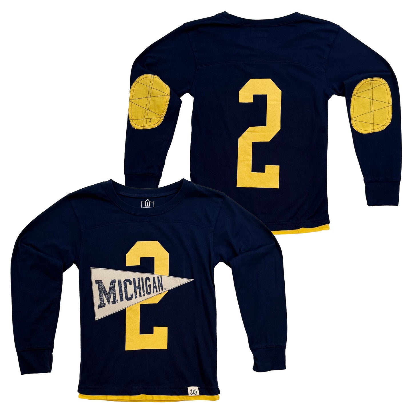 Michigan Wolverines Youth Pennant LS Jersey