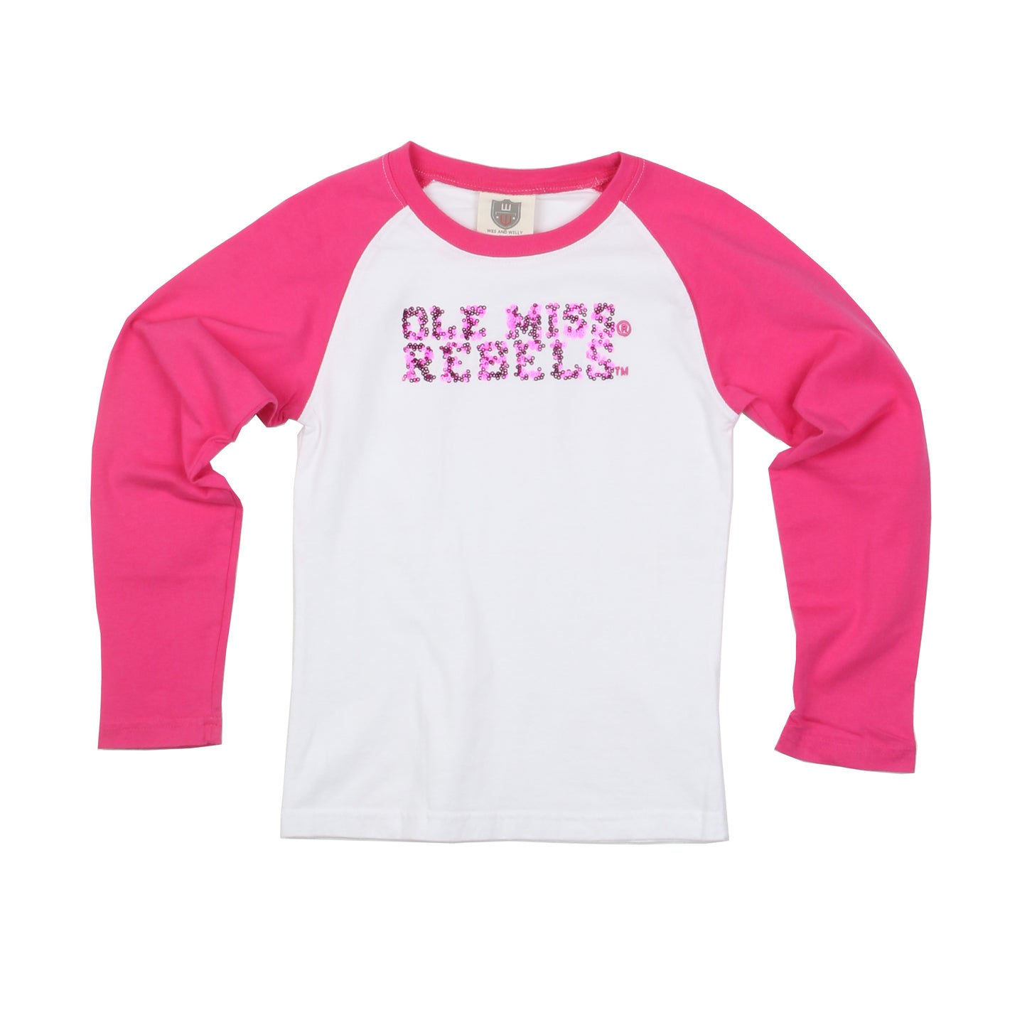 Ole Miss Rebels Youth Solid Sequin Raglan