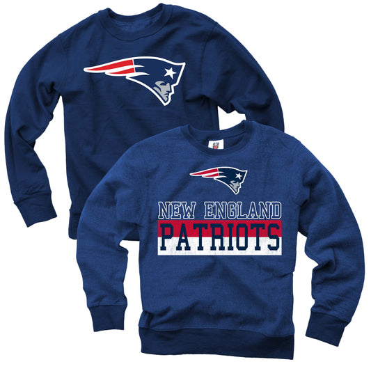 New England Patriots NFL Youth Boys Reversible Fleece Top-Navy