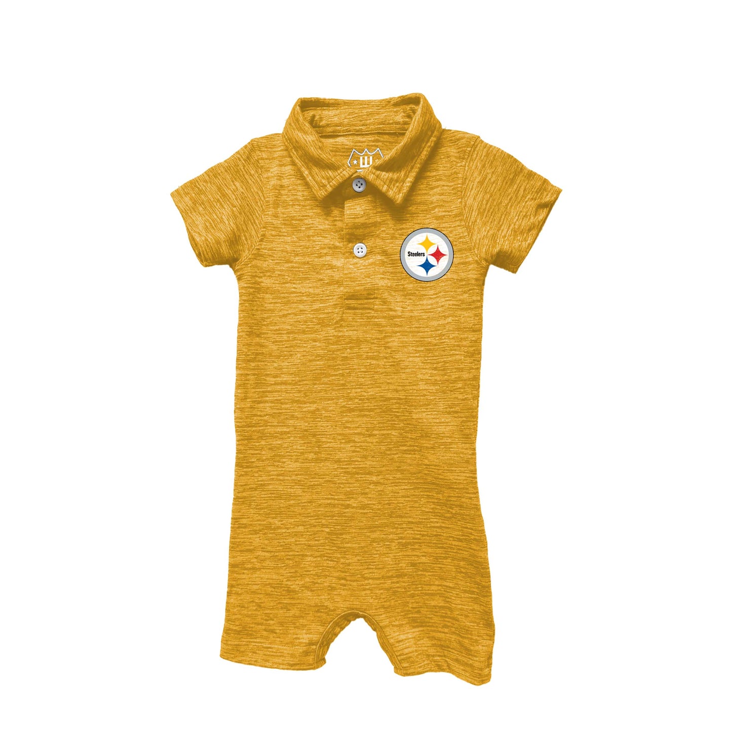 Pittsburgh Steelers NFL Infant Cloudy Yarn Polo Romper-Yellow