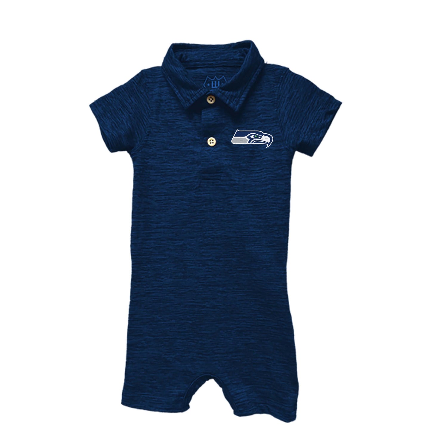 Seattle Seahawks NFL Infant Cloudy Yarn Polo Romper-Navy