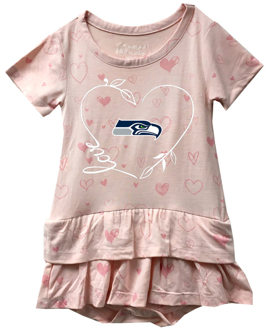 Seattle Seahawks Infant Girls Pink Ruffle Bodysuit