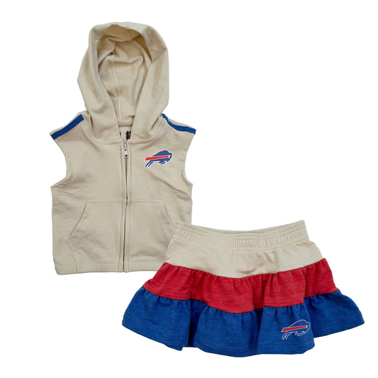 Buffalo Bills NFL Girls Sleeveless Zip Hoodie and Ruffle Skirt Set