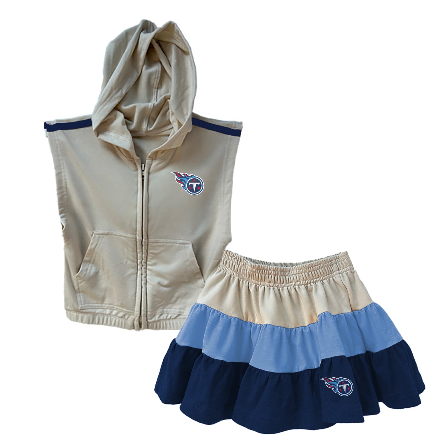 Tennessee Titans NFL Girls Sleeveless Zip Hoodie and Ruffle Skirt Set