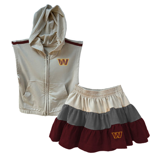 Washington Commanders NFL Girls Sleeveless Zip Hoodie and Ruffle Skirt Set