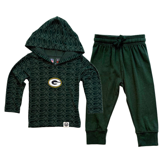 Green Bay Packers NFL Infant Allover Print Hoodie Set
