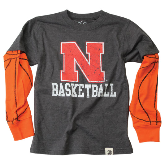 Nebraska Huskers Youth Bball Sleeve 2 in 1 Tee