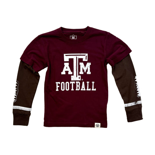 Texas A&M Aggies Youth Boys Football Sleeve 2in1 Tee