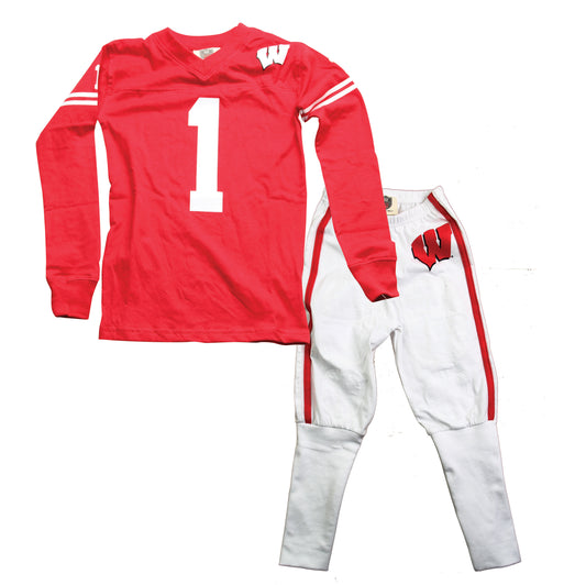 Wisconsin Badgers Kids LS Football Pajamas