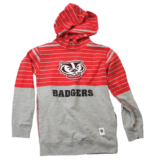 Wisconsin Badgers Youth Boys Stripe Slub Hoodie