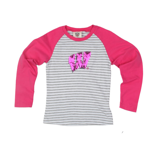 Wisconsin Badgers Youth Sequin Raglan