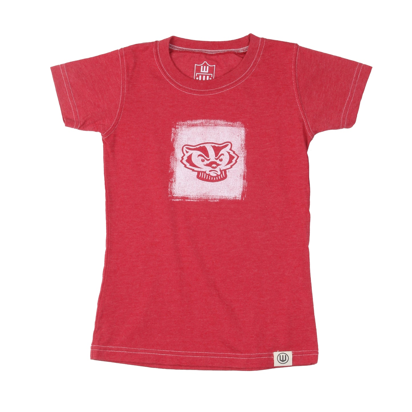 Wisconsin Badgers Youth Girls Heathered Stencil SS Tee