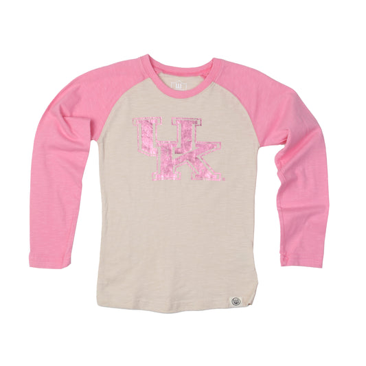 Wisconsin Badgers Youth Girls Foil Slub Raglan