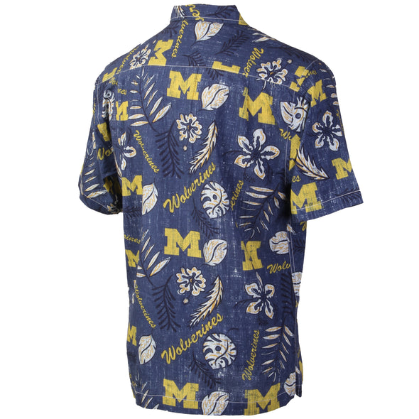 Wes and Willy Michigan Wolverines Men's Vintage Floral Shirt