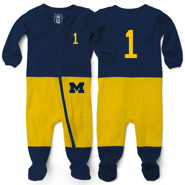 Wes & Willy Michigan Wolverines Infant Football PJ Footie