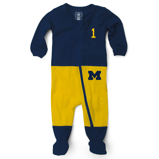 Wes & Willy Michigan Wolverines Infant Football PJ Footie
