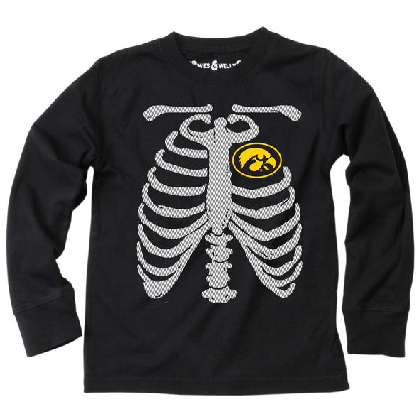 Wes & Willy Iowa Hawkeyes LS Glow Bones Tee