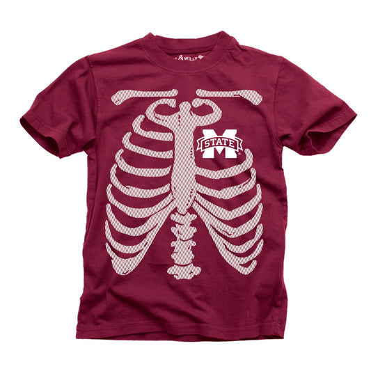 Wes & Willy Mississippi State Bulldogs Boy's Glow Bones Tee