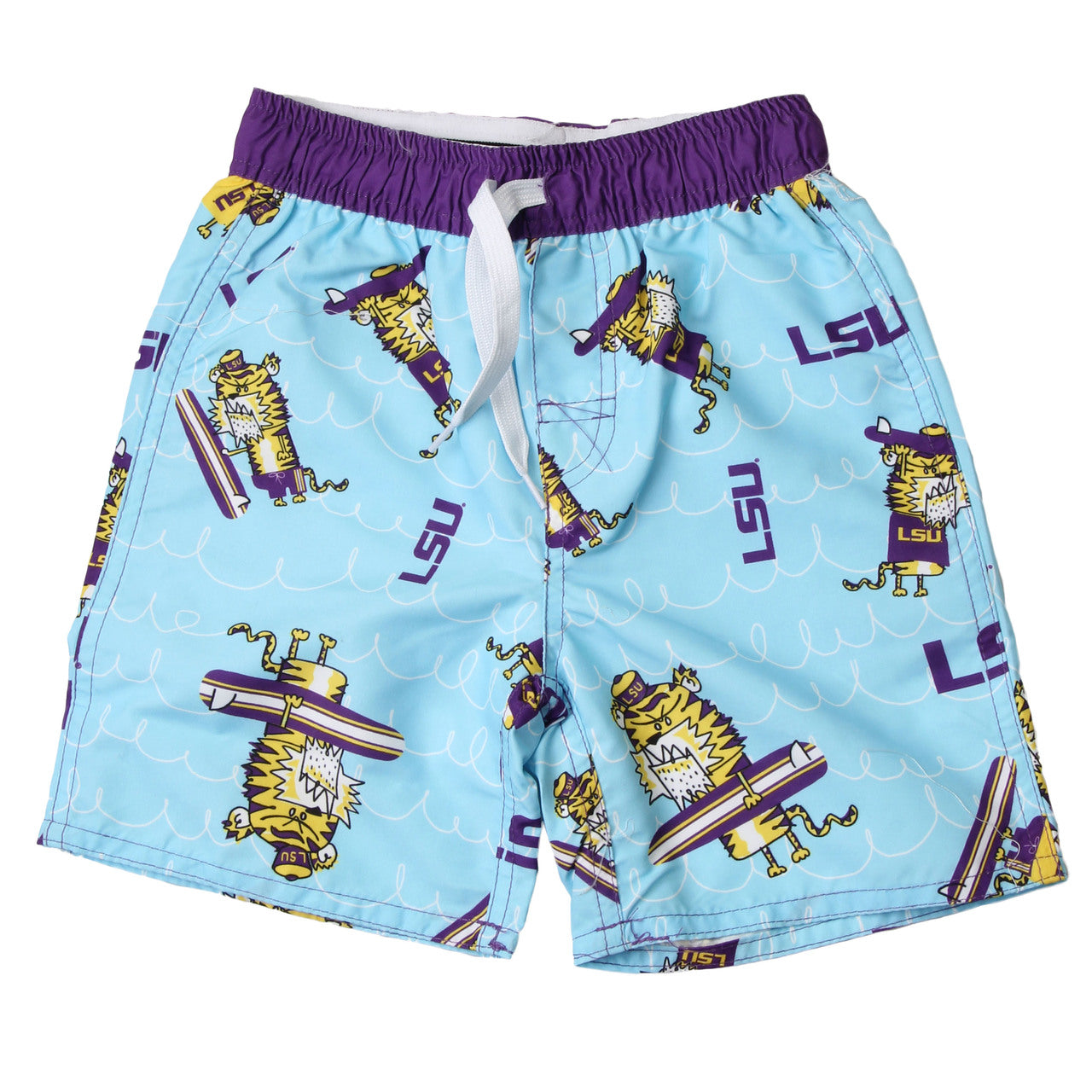 Wes & Willy LSU Tigers Caricature Swim Trunk