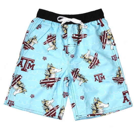 Texas A & M Aggies Youth Boys Caricature Swim Trunk