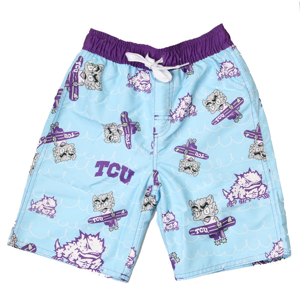 Wes & Willy Caricature Swim Trunk/Texas Christian Horned Frog