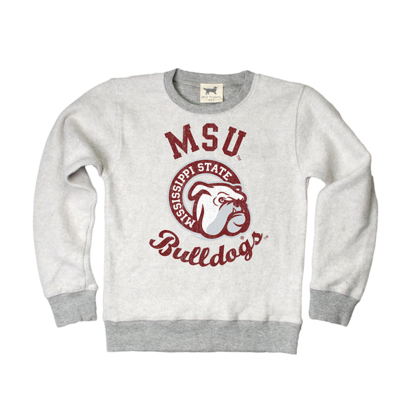 Wes & Willy Mississippi State Bulldogs Boy's Reverse Fleece Crew