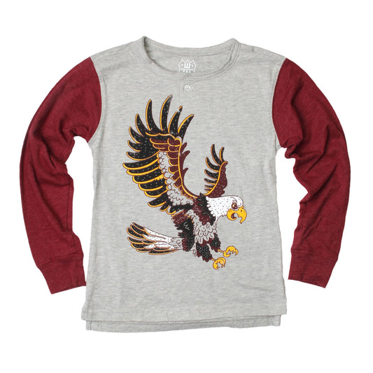 Wes & Willy Boy's Eagle Long Sleeve Contrast Henley