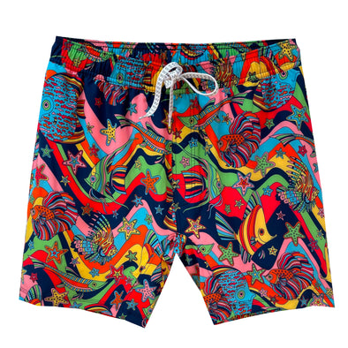 Wes & Willy Men's Groovy Fish Tech Trunks