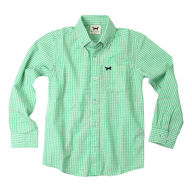 Wes & Willy Mini Gingham Long Sleeve Shirt/Green