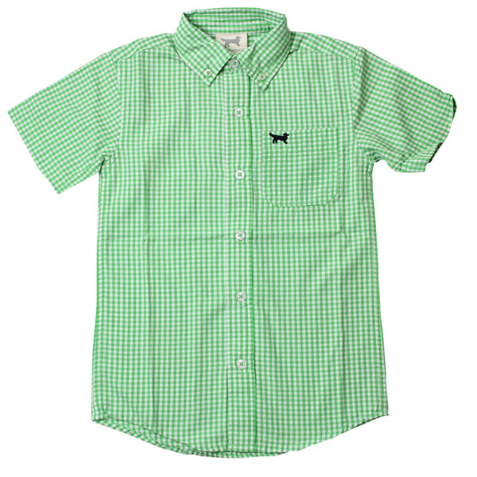 Wes & Willy Mini Gingham Short Sleeve Shirt/Green